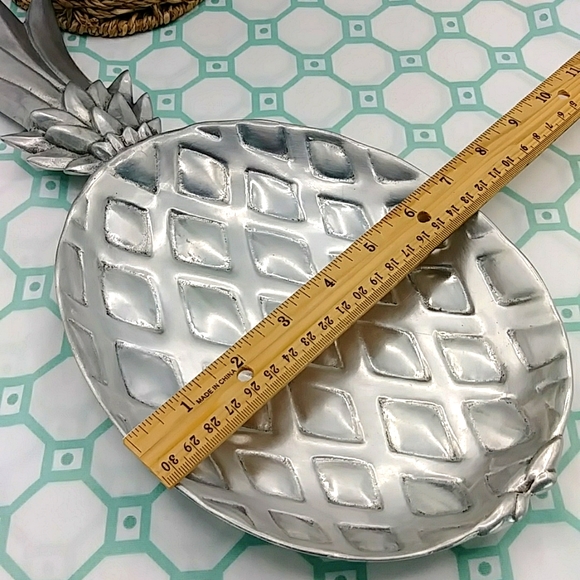 🍓2x HP! Bruce Cox Hand forged cast aluminum Pineapple Dish. Vintage - Picture 4 of 5